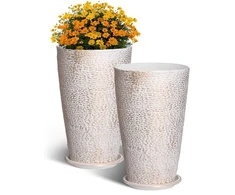 VEVOR Lauko vazonai, 2 vnt., apvalūs, PP, smėlio spalvos, skersmuo 33 cm, aukštis 53 cm