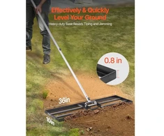 VEVOR Lawn leveling rake, juodas, carbon steel, 229 x 91,4 cm