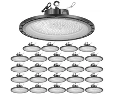 VEVOR LED aukštų patalpų šviestuvai, 20 vnt., 150 W, 5000 K, 21000 lm, juodi, 30 x 30 x 8 cm