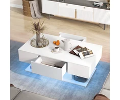 Koduva LED kavos staliukas 110x60x40 cm baltas spalvos