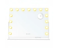 Koduva LED kosmetinis veidrodis su 15 lemputių, 10x didinimu, baltas, 10 x 62,5 x 45,8 cm