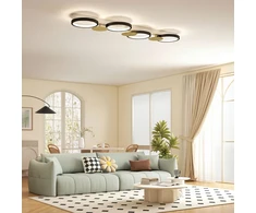 Koduva LED lubinis šviestuvas, 38 W, 1500 lm, 3000K-6500K, juodas auksinis, 100 cm