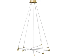 Koduva LED lubinis šviestuvas, 50 W, reguliuojamas, 5 reguliuojami šviesos vamzdeliai, auksinė+balta, Ø82 x 124 cm