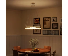 Koduva LED lubinis šviestuvas, 50 W, reguliuojamas, 5 reguliuojami šviesos vamzdeliai, auksinė+balta, Ø82 x 124 cm