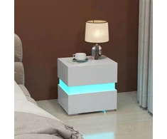 Koduva LED naktinis staliukas 2 stalčiais baltas spalvos