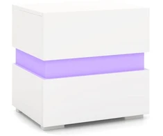 Koduva LED naktinis staliukas 2 stalčiais baltas spalvos