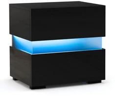 Koduva LED naktinis staliukas 2 stalčiais juodas spalvos