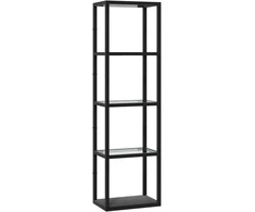 Koduva LED pastatoma lempa su 4 lygių lentyna, juoda, 45 x 29 x 157 cm