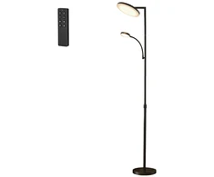 Koduva LED pastatomas šviestuvas, reguliuojamo aukščio, su skaitymo lempa, juodas, 25 x 25 x 148–176 cm