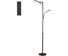 Koduva LED pastatomas šviestuvas, reguliuojamo aukščio, su skaitymo lempa, juodas, 25 x 25 x 148–176 cm