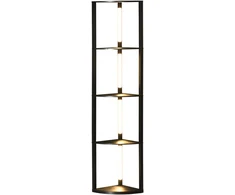 Koduva LED toršeras su lentyna, kampinis, reguliuojamas, 4 lentynos, šiltai balta šviesa, 41 x 29,5 x 163,5 cm, juodas