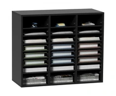 Koduva Literatūros organizatorius VEVOR, 24 skyriai, juodas, 74 x 31 x 62 cm