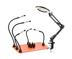 Koduva Lituoklio pagalbinių laikiklių stotelė VEVOR LFS0207 su LED didinimo lempa, 5 lanksčios rankos, 6 PCB laikikliai, 8 W