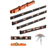 Koduva Magnetinių gulsčiukų rinkinys VEVOR, 6 vnt., aliuminis, juoda / oranžinė, 25/40/60/80/120/200 cm