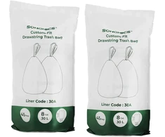 Songmics Maišeliai šiukšlėms su užtraukiama juosta, 30 l, 45 vnt., balti, HDPE, 52 x 74 cm