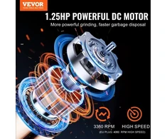 VEVOR Maisto atliekų smulkintuvas JWM-931, 0,93 kW, 4060 RPM, 21 x 21 x 39 cm