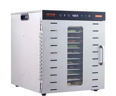Koduva Maisto džiovyklė VEVOR SS-10X, nerūdijantis plienas, 1000 W, 10 padėklų, 46 x 42 x 47 cm