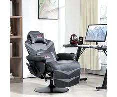 Koduva Masažinė gaming kėdė su atlošiama atkalte ir pakoju, pilka, iki 120 kg
