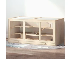 Koduva Mažas gyvūnų narvas iš medžio, 3 aukštai, natūralios medienos, 115 x 57 x 55 cm