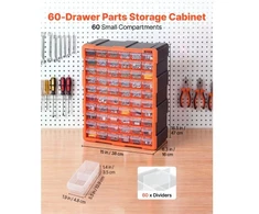 Koduva Mažų detalių organizatorius VEVOR MJ10505, 60 stalčių, PP plastikas, juoda / oranžinė, 39 x 16 x 50 cm