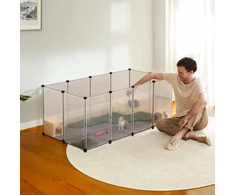 Songmics Mažų gyvūnų aptvaras iš plastiko su grindų plokštėmis, baltas, 145 x 72 x 57 cm