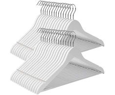Koduva Medinės drabužių pakabos, 30 vnt., baltos, klevo mediena, 44,5 x 1,2 x 23 cm