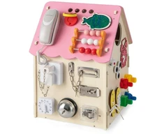 Koduva Medinis žaidimų namelis su muzikiniu dėžute rožinis