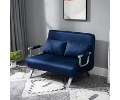 Koduva Mėlyna sofa-lova, 5 padėčių, zomšos imitacija, metalinis rėmas, su pagalvėle