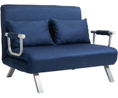 Koduva Mėlyna sofa-lova, 5 padėčių, zomšos imitacija, metalinis rėmas, su pagalvėle