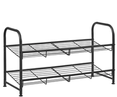 Koduva Metalinė batų lentyna, 2 aukštų, juoda, plieninė, 68,5 x 27,5 x 37 cm, iki 8 porų batų