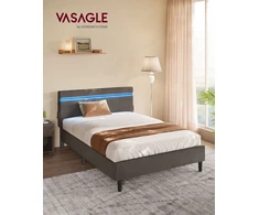 Koduva Metalinė dvigulė lova 140 x 190 cm, tamsiai pilka, su galvūgaliu ir LED apšvietimu