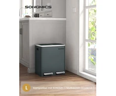 Koduva Metalinė šiukšliadėžė su pedalais, 30 l, 2 skyriai po 15 l, plieno ir plastiko