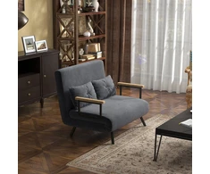 Fotelis Koduva Miegamasis 2 vietų sofa-lova, tamsiai pilka, aksomo išvaizdos audinys, 102 x 73 x 81 cm