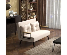 Fotelis Koduva Miegamasis sofa, 2 vietų sofa, aksomo išvaizda, smėlinė, 120 kg