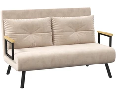 Fotelis Koduva Miegamasis sofa, 2 vietų sofa, aksomo išvaizda, smėlinė, 120 kg