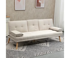 Koduva Miegamoji sofa 3 vietų, atlošas su 3 padėtimis, atlenkiamu staliuku, smėlio spalvos, 181 x 77 x 78 cm