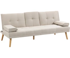 Koduva Miegamoji sofa 3 vietų, atlošas su 3 padėtimis, atlenkiamu staliuku, smėlio spalvos, 181 x 77 x 78 cm