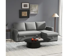 Koduva Minkšta kampinė sofa-lova su daiktų dėže, šviesiai pilka, 211,5 x 146 x 85 cm