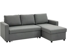 Koduva Minkšta kampinė sofa-lova su daiktų dėže, šviesiai pilka, 211,5 x 146 x 85 cm