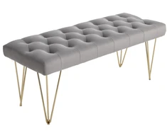 Koduva Minkšta suoliukas su veliūro apdaila, pilka, 116 x 44,5 x 49 cm