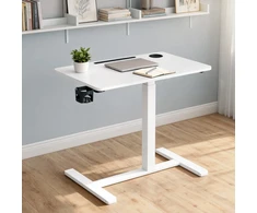 Songmics Mobilus reguliuojamo aukščio stalas su ratukais, baltas, 80 x 45 x 65-102 cm
