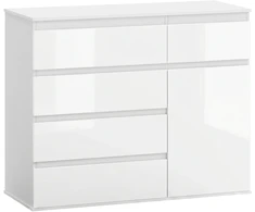 Koduva Modernus sideboardas, baltas blizgus, 5 stalčiai, 100 x 40 x 80 cm