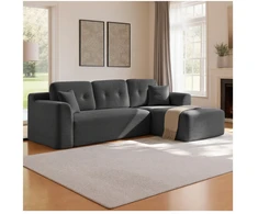 Koduva Modulinė kampinė sofa, 244 cm pločio, su didele dešine šezlongo dalimi, pilkai mėlyna
