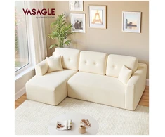 Koduva Modulinė kampinė sofa, 244 cm pločio, su šezlongu kairėje, kreminės baltos spalvos