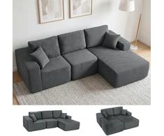 Koduva Modulinė kampinė sofa-lova, tamsiai pilka, 267 x 168 x 85 cm