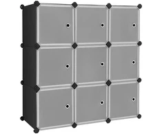 Koduva Modulinė plastikinė spinta su 9 kubais, 93 x 31 x 93 cm, juoda ir balta