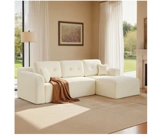 Koduva Modulinė sofa, 244 cm pločio, su didele dešiniąja šezlongo dalimi, kreminės baltos spalvos