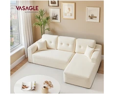 Koduva Modulinė sofa, 244 cm pločio, su didele dešiniąja šezlongo dalimi, kreminės baltos spalvos