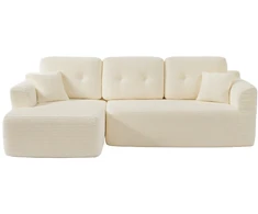 Koduva Modulinė sofa su kairiąja šezlongo dalimi, 244 cm pločio, balta, 150 x 244 x 73 cm