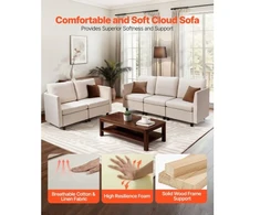 VEVOR Modulinė svetainės sofa SS001-5, 5 vietų, smėlio spalvos
